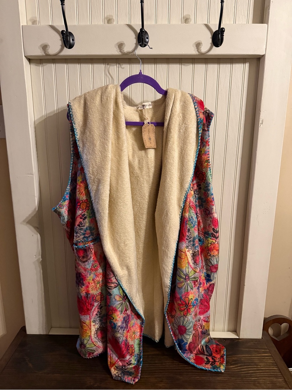 Natural Life Sherpa lined blanket Kimono . BOHO!